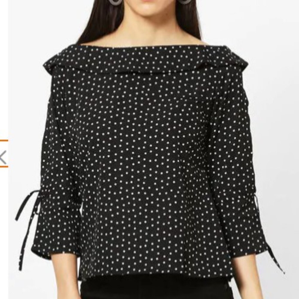 STYLE QUOTIENT by NOI | small | Black Printed Polka Dot Blouse | NWOT